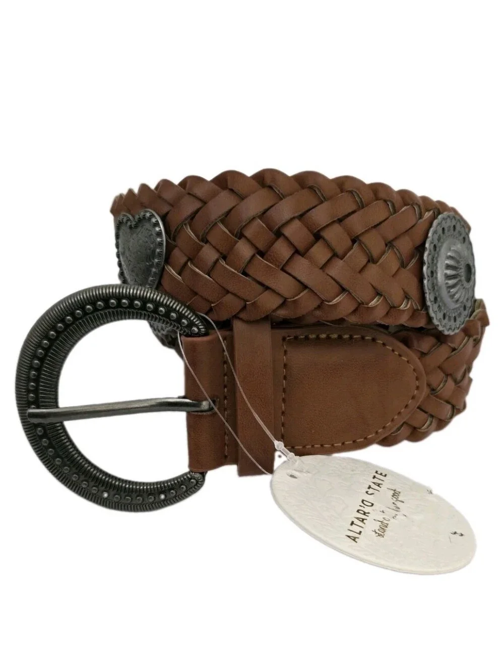 new ALTAR'D STATE S/M Braided Western Boho Concho Belt Antique Accents